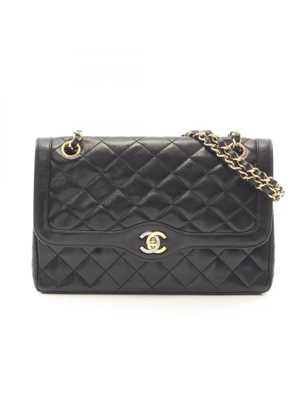 Chanel Shoulder Bag Quilted Limited Edition Double Flap Black Lambskin Chain